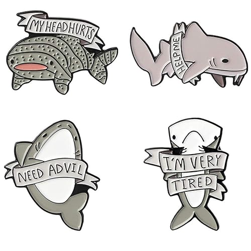 Cute Cartoon Brooch Pins Enamel Brooches Lapel Pins Badge Women Clothing Bag Decor - Shark