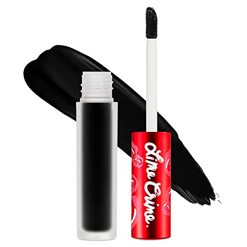 Lime Crime Velvetines Liquid Matte Lipstick, Black Velvet (True Black) - Bold, Long Lasting Shades & Lip Lining - Stellar Color & High Comfort for All-Day Wear - Talc-Free & Paraben-Free - Black Velvet