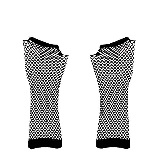 IRegina mesh clothing Fingerless wrist gloves gloves elastic for women nylon girls mesh Gloves Mittens Convertible - Black - One Size