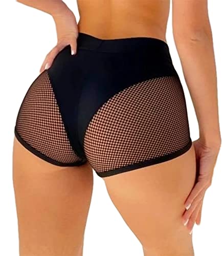 BZB Women's Cut Out Yoga Shorts Scrunch Booty Hot Pants High Waist Gym Workout Active Butt Lifting Sports Leggings - Small - Xy-black