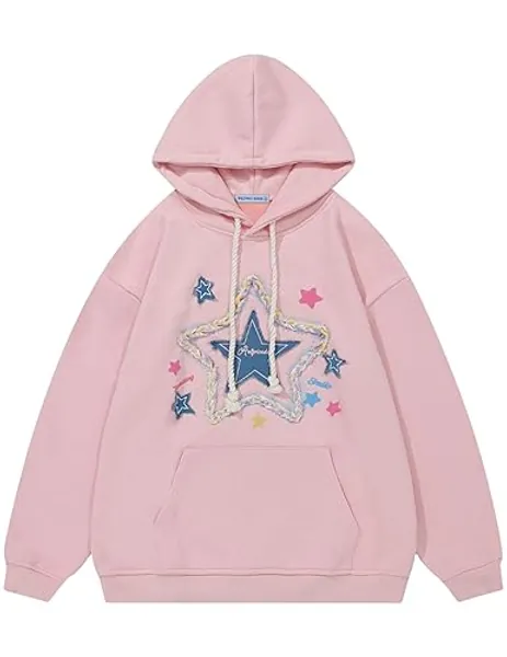 Aelfric Eden Damen Hoodie mit Kapuze Oversized Kapuzenpullover mit Tasche Pullover Langarm Sweatshirt Baumwolle Freizeit Hoody Oberteile - Rosa - S