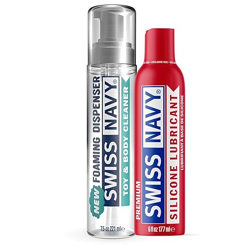 SWISS NAVY Toy & Body Foaming Cleaner 7oz and Premium Silicone-Based Personal Lubricant 6oz