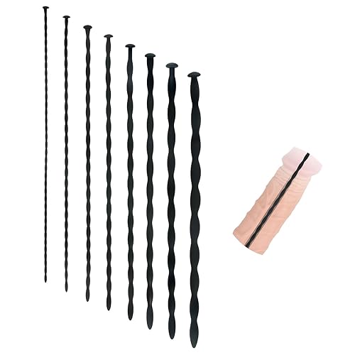 8 Size Urethral Sounds Silicone Penis Sounding Rods Urinary Dilator Urethra Stretcher Penis Plug Male Urethral Masturbation Rods Male Sex Toy