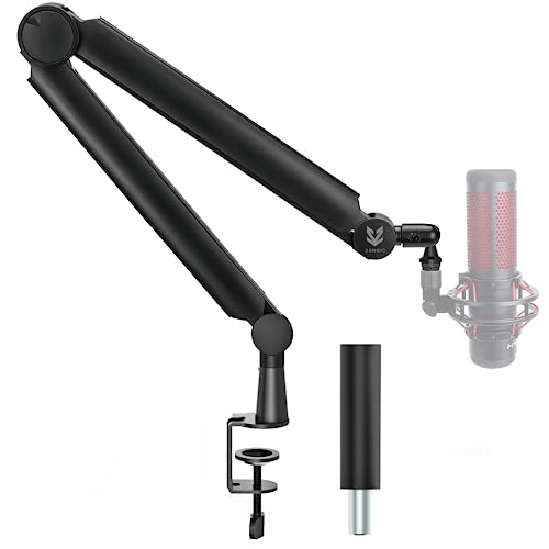 SENSIC SA-30 Mikrofonständer Tisch mit 360° drehbarem Schwenkarm, optionale Erhöhung und 3/8 bis 5/8 Adapter, Universelle Mikrofon Halterung, Profi Mikrofonarm inkl. Zubehör, Boom Arm Schwarz