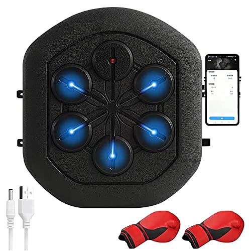 Tefola Boxing Training Machine, Boxing Wall Target Boxing Pads with LED Screen Electronic Boxing Exercise Wall Goal Led Light Music Boxing Machine USB Rechargeable Boxing Gloves
