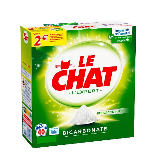 Le Chat L'Expert Bicarbonat waspoeder, 40 wasbeurten (2.600 kg), bicarbonaat-wasmiddel, wit en kleuren