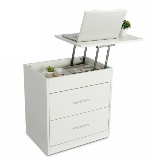 Wooden Side Table with Extendable Cover Top