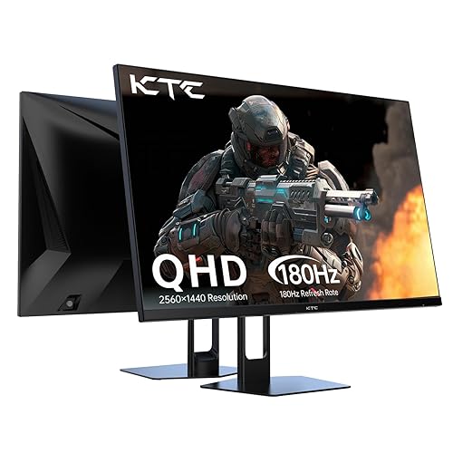 KTC 27” Gaming Monitor 180Hz QHD(2560× 1440p), 1MS,Fast IPS Monitor,122% sRGB,2X DP & 2X HDMI,HDR 10,VESA,FreeSync 144Hz 2K Monitor Black - 27 inch - 2K 180Hz 1ms(GTG)