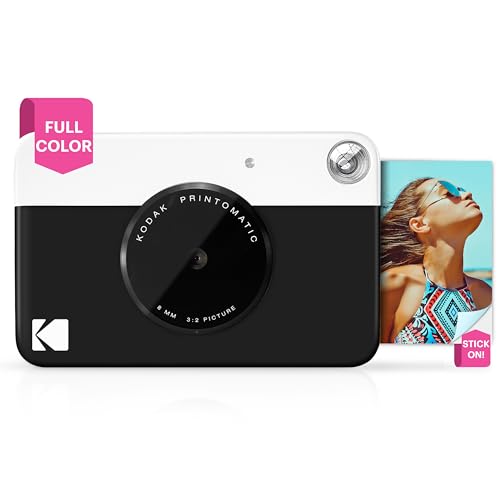 Kodak Printomatic - Cámara de impresión instantánea, imprime en Papel Zink 5 x 7.6 cm con respaldo adhesivo, negro - Negro - Cámara