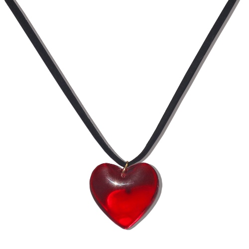 Mimi Glass Heart Necklace in Red | Default Title