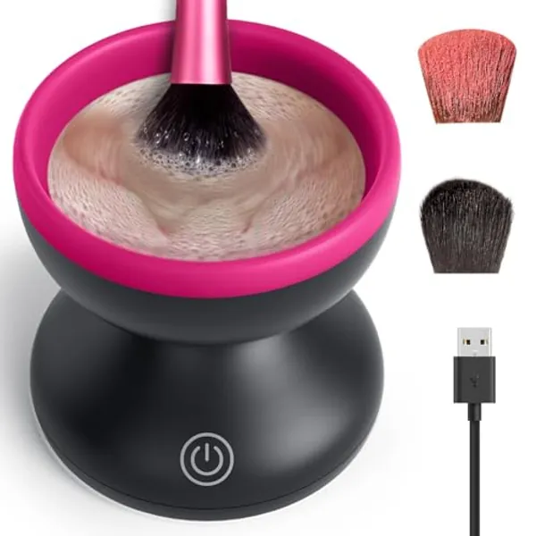 Electric Makeup Brush Cleaner Machine - Alyfini Portable Automatic USB Cosmetic Brushes Cleaner Cleanser Tool for All Size Beauty Makeup Brush Set, Liquid Foundation, Contour, Eyeshadow, Blush Brush