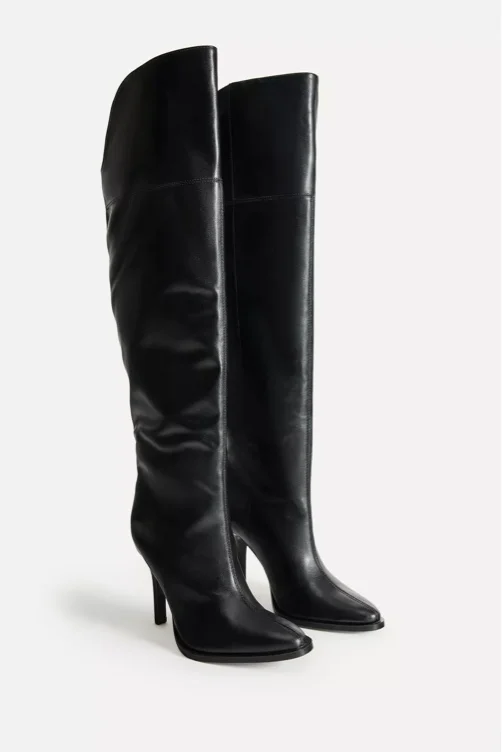 LEATHER KNEE-HIGH BOOTS