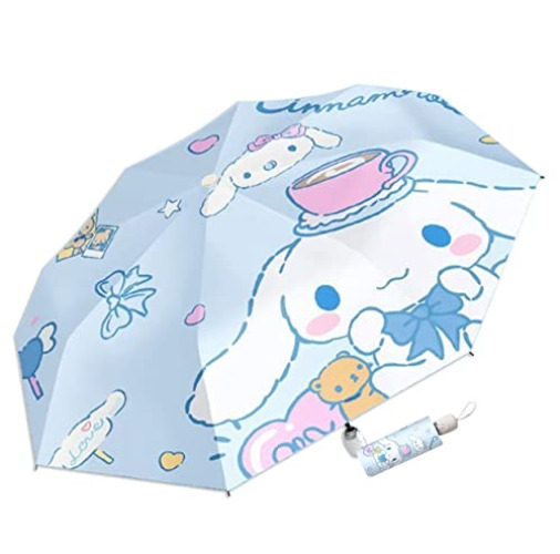 Roffatide Anime Cute Dog Umbrella 8 RIBS Umbrellas Auto Open Compact Folding Travel Umbrella Windproof Waterproof Anti-UV Protection Umbrella Light Umbrella - A