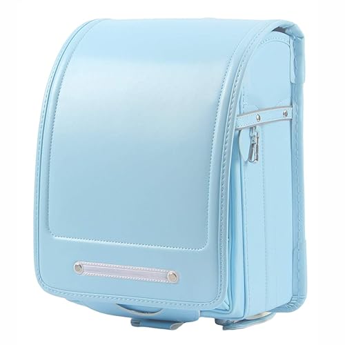 ransel randoseru japanese semi-automatic school bags Senior PU leather give small gift - Heighten Light Blue - 9.45×5.90×12.99 inch
