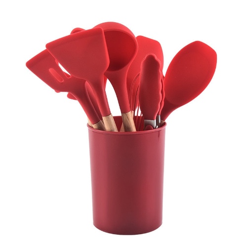 12 Piece Silicone Utensil Set - Red