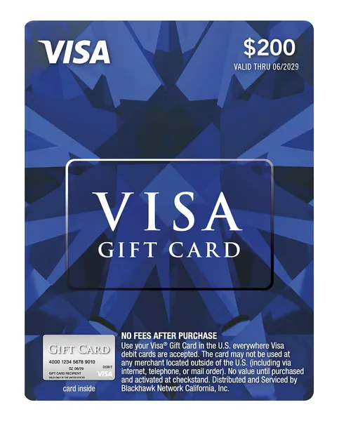 $200 Visa Gift Card (plus $6.95 Purchase Fee) -
