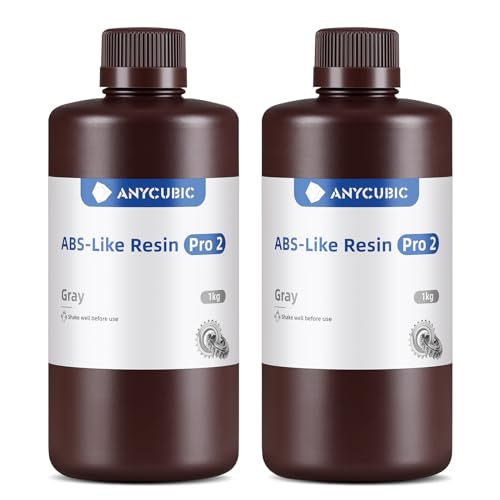 ANYCUBIC ABS-Like Resin Pro 2, 3D Printer Resin with Enhanced Strength and Toughness, High Precision and Minimal Shrinkage 3D Resin, Widely Compatible with All Resin 3D Printers(Grey, 2kg) - 2kg - Grey 2kg