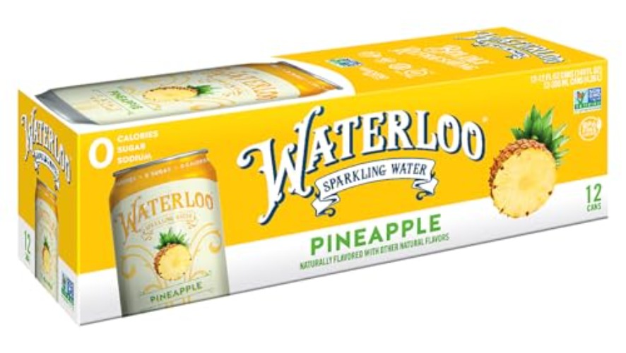 Waterloo Sparkling Water, Pineapple Naturally Flavored, 12 Fl Oz Cans (Pack of 12) – Zero Calories and Zero Sugar or Sweeteners of Any Kind - Pineapple