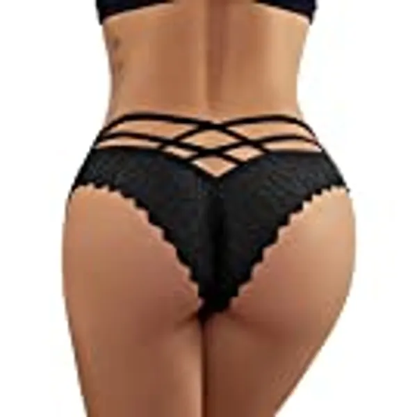 Milumia Women Floral Lace Underwear Criss Cross Seamless Bikini Panty Brief