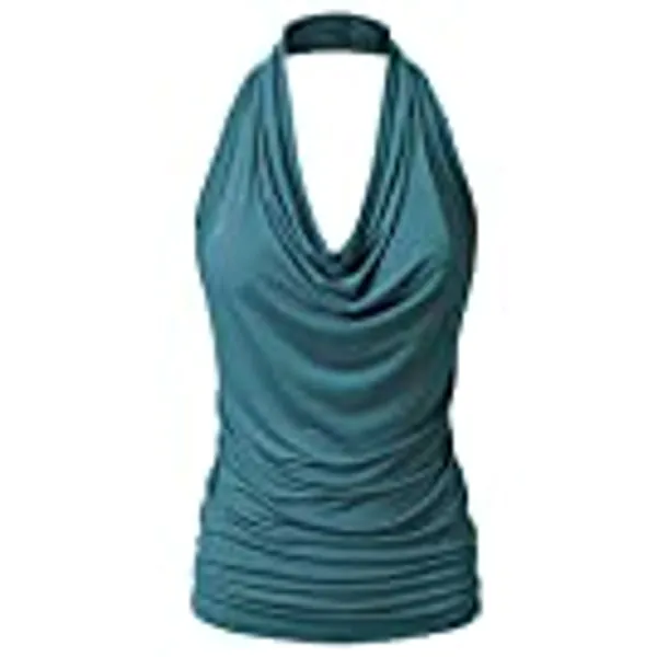 EIMIN Women's Casual Halter Neck Draped Front Sexy Backless Tank Top (S-3XL)