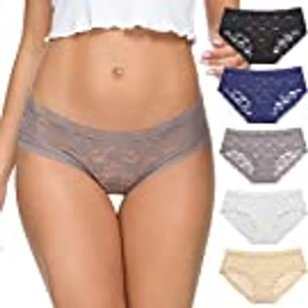 Wealurre Womens Underwear Lace Sexy Panties Bikini Panty for Women Seamless Hipster Pack