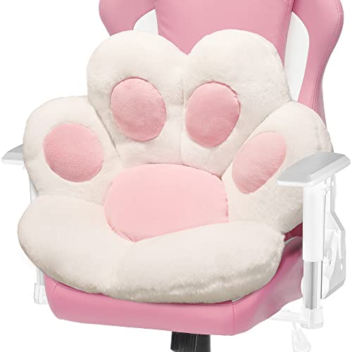 ELFJOY Comfy Chair Cushion Plush Cat Paw Cushion Kawaii Home Decor Cat Pillow for Office and Computer Gaming Chair (70 * 60cm, White) - 70*60cm - White