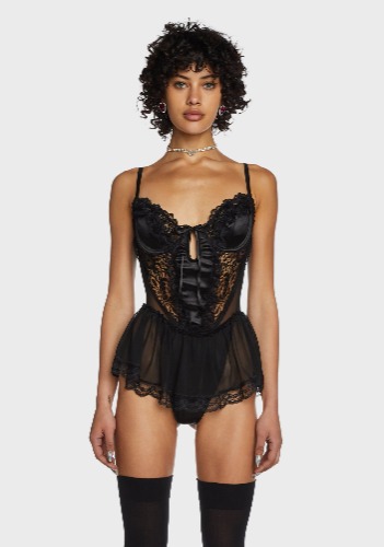 Spoiled But Not Rotten Lace Teddy - Black | Medium