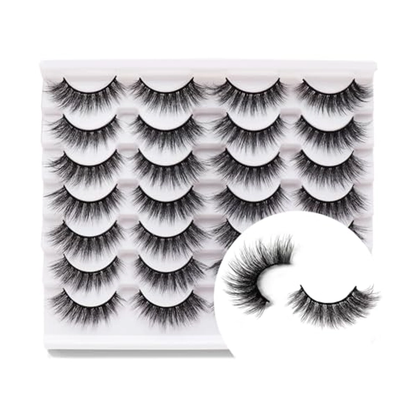 Veleasha Lashes 3D Faux Mink Lashes Fluffy False Eyelashes Natural Look 14 Pairs Lashes Pack Luxury Wispy Fake Eyelashes (21)