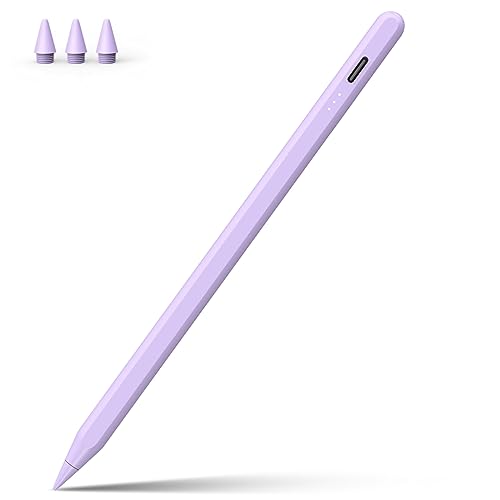 Stylus Pen for iPad, 13 mins Fast Charge Apple iPad Pencil with Palm Rejection, Compatible with 2018-2024 iPad Air 3/4/5/6, iPad Mini 5/6, iPad 6/7/8/9/10, iPad Pro 11"/12.9"/13" (Purple) - C-Purple