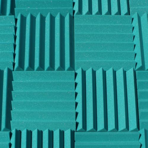 Soundproofing Acoustic Studio Foam - Teal Color - Wedge Style Panels 12”x12”x2” Tiles - 4 Pack - Teal