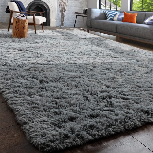 PAGISOFE Grey Fluffy Shag Area Rugs for Bedroom 5x7, Soft Fuzzy Shaggy Rugs for Living Room Carpet Nursery Floor Girls Dorm Room Rug - 5' x 7' Grey