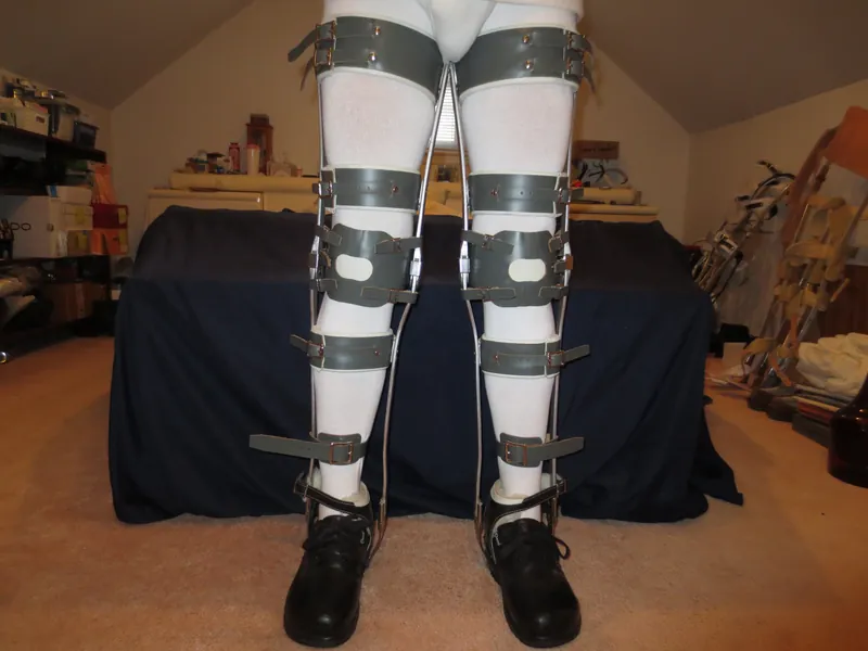leg braces metal and leather full leg polio