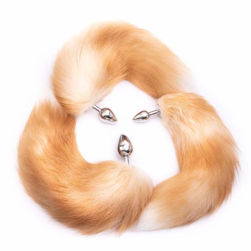 Orange Metal Fox Tail Plug 16" | Medium