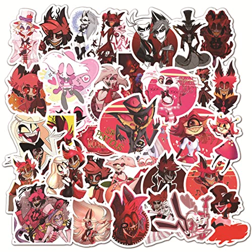 50pcs Hazbin Hotel Cartoon Stickers for Adults, Cool Funny Waterproof Decals for Skateboard Laptop Water Bottles Car Phone Bicycle Motorcycle Luggage Bumper Notebook Helmet Vinyl - Hazbin Hotel 50pcs