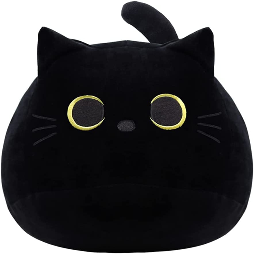 iBccly Black Cat Plush Pillow Soft Plush Doll Cat Plushie Cat Pillow, Loving Cat Stuffed Animal Pillow Toys Sofa Pillow Decoration Doll Gift for Kids - 18in(black)