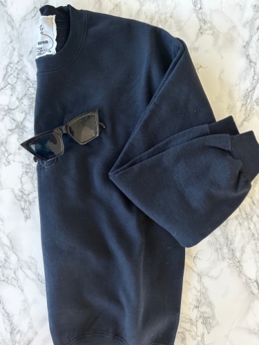 AS SEEN ON WHITNEY RIFE!! Icon Embroidered Vintage Oversized Sweatshirt in Black - Pre Order | Medium