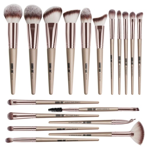 MAANGE Makeup Brushes 18 Pcs Premium Synthetic Makeup Brush Set Professional Eyeshadow Eyebrow Foundation Blush Concealer Face Powder Blending Brushes Kit(Champagne) - Champagne