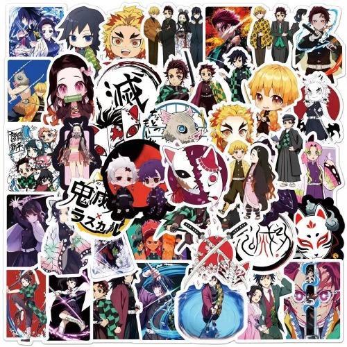 FOCRI Demon Slayer Stickers,100PCS,Classic Japanese Anime Themed Set for Kids Teens,Kimetsu no Yaiba Stickers,Vinyl Waterproof Demon Slayer Merch Pack Decals for Skateboard,Laptop,Snowboard,Guitar