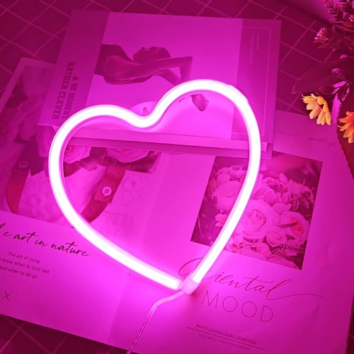 CASTATEO Heart Neon Light Sign - LED Heart Shaped Neon Lights, Hanging Decorative Neon Light USB or Battery Operated for Home Bedroom Bar Restaurant Christmas Birthday Party Gift Art Wall Decoration