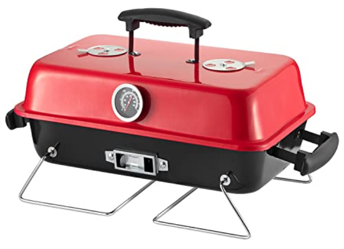 Portable Charcoal Grill, Tabletop Outdoor Barbecue Smoker, Small BBQ Grill for Outdoor Cooking Backyard Camping Picnics Beach by DNKMOR RED - Rectangle Red