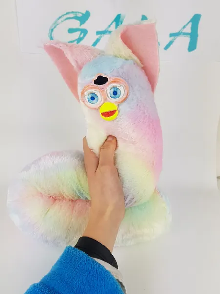 Long Furby Cheap Rainbow soft pastel colours Fur Custom Handmade 3D Printed Face Plush Toy 27 inches (70cm) ファービ