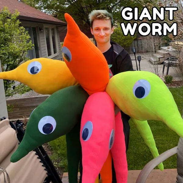 Life Sized Giant Worm on a String Fleece Plush