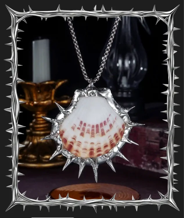 Solder Alchemy - Snarl Spike, Gothic  Soldered Seashell Necklace
