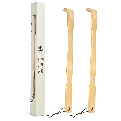 YIMICOO 2 Pack Wooden Bamboo Back Scratcher, 17 Inch Long Handle Back Scratchers for Adults Men Women, with Beautiful Gift Packaging - 2 Pack