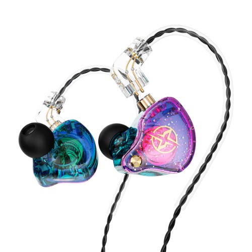 Auriculares intraurales con cable, Colorful Hybrid monitores intraurales, auriculares HiFi de graves profundos con cables desmontables con pin B, auriculares aislantes de ruido (micrófono) (Vistoso) - Vistoso