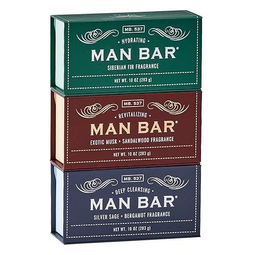 San Francisco Soap Co Man Bar 3-Piece Gift Set - No Harmful Chemicals - Good for All Skin Types - Made in the USA - Gift Set 1