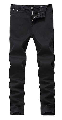 FREDD MARSHALL Men's Skinny Slim Fit Stretch Straight Leg Fashion Jeans Pants - 38W x 32L - Black