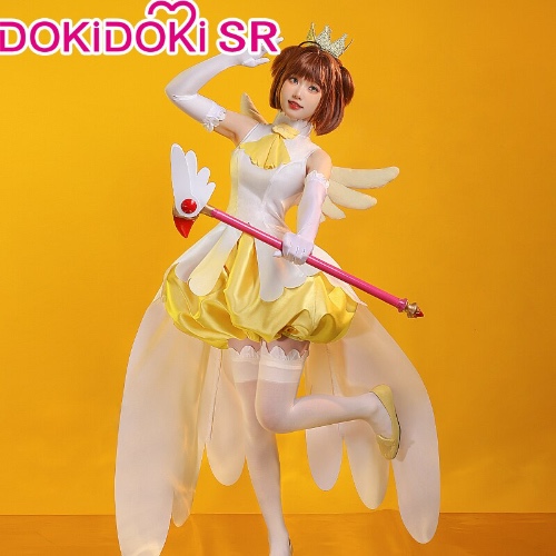 DokiDoki-SR Anime Card Captor Sakura Cosplay Kinomoto Sakura Costume Cute Yellow Dress Women Cardcaptor Sakura | Costume / XS