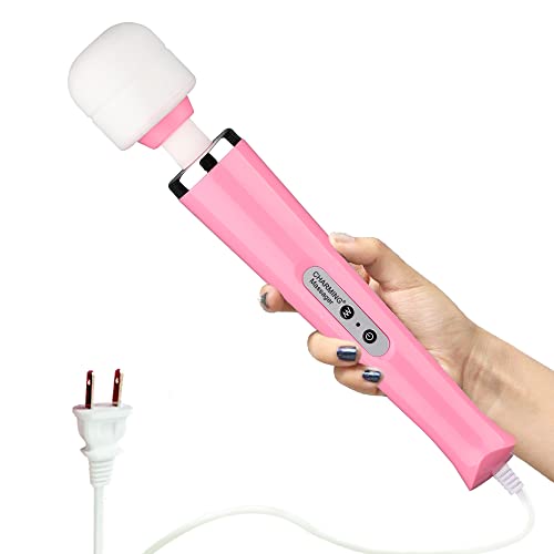 CHARMING 10 Speeds Wired Powerful Handheld Electric Back Massager with Strong Vibrations, Personal Therapy Massager for Sports Recovery, Muscle Aches, Body Pain (Pink) - Pink