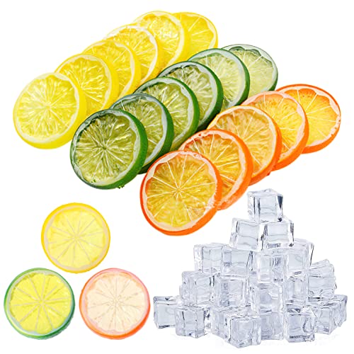 Artificial Lemon Slices Acrylic Ice Cube 30PCS 